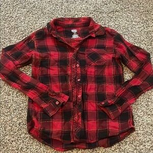 Wonder Nation Red and Black Plaid Button Down Shirt